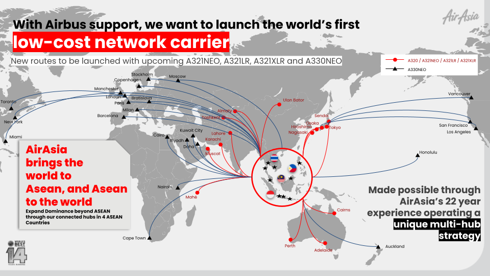 AirAsia reveals plan to become the world’s first low-cost network carrier during Airbus’ leadership visit